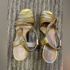 Tory Burch Gold Bellman sandals